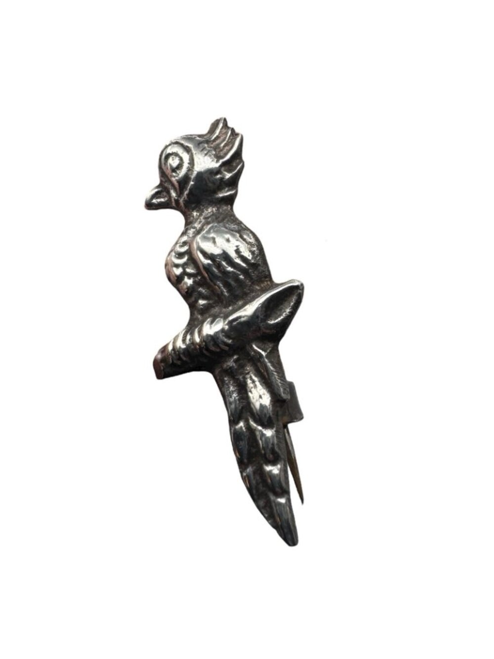 Parrot Scatter Pin Handmade Sterling Silver 1940s Silver Mexico C-Clasp Vintage - Picture 4 of 16